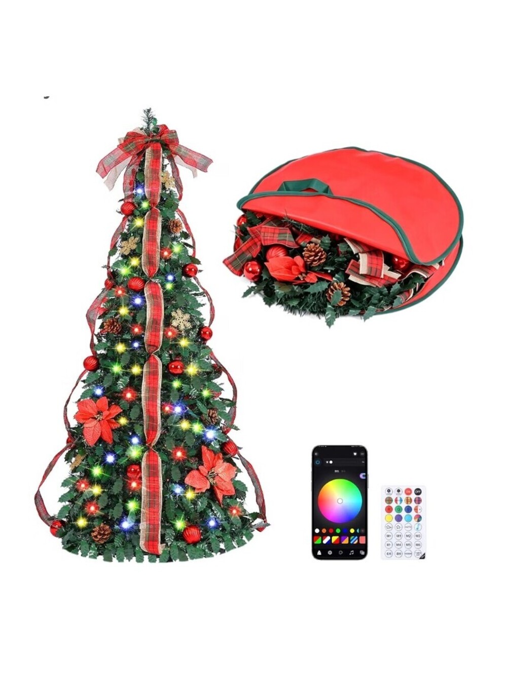 6FT Pop Up Pre-Lit Christmas Tree with 300 LED Lights